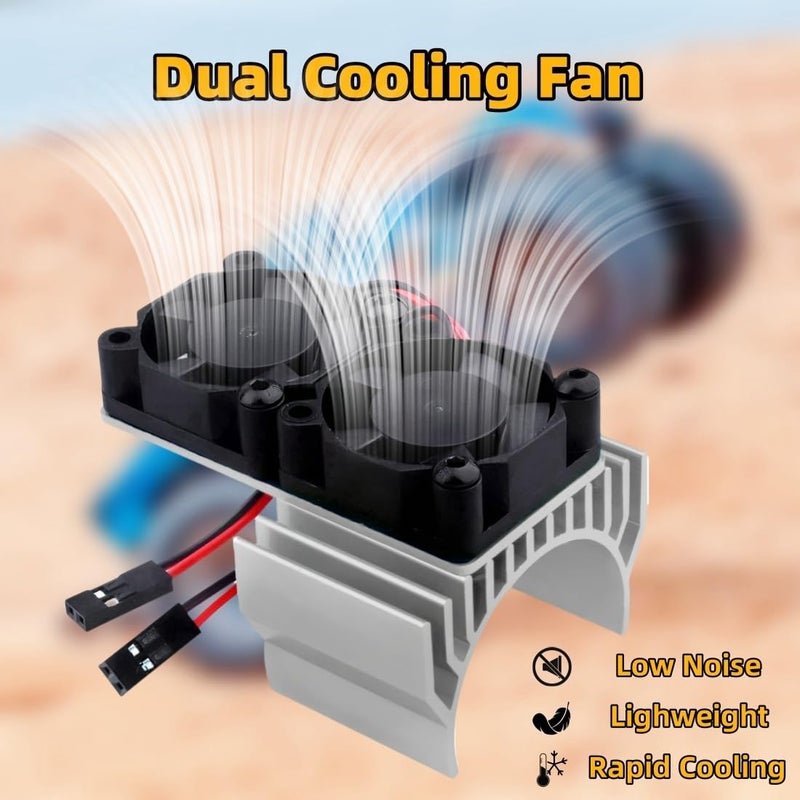 daisyfang VXL-3s ESC Cooling Fan and Motor Cooling Fan Dual Fan Set Compatible with 1/10 Traxxas Slash 4×4 VXL Rustler 4X4 Stampede 4X4 Hoss 4×4 Velineon VXL-3s Heat Sink,Silvery - Image 4